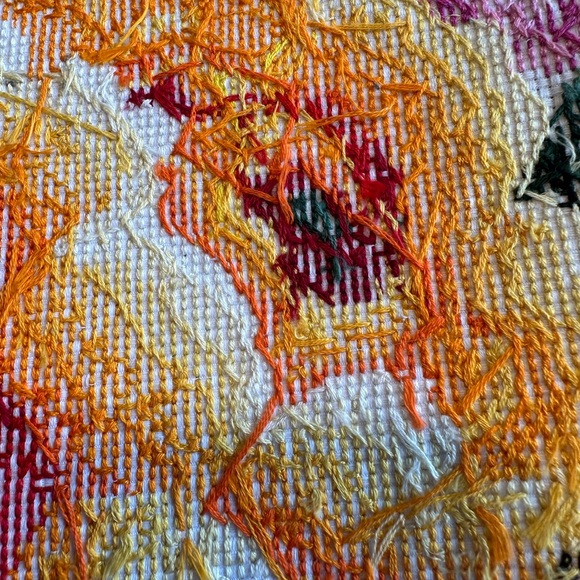 Original Hand-Embroidered Floral Tapestry - Picture 8 of 11